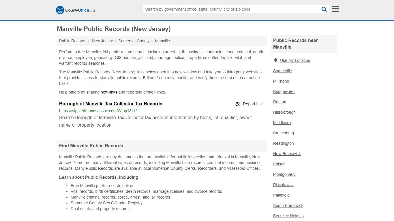 Public Records - Manville, NJ (Business, Criminal, GIS, Property ...